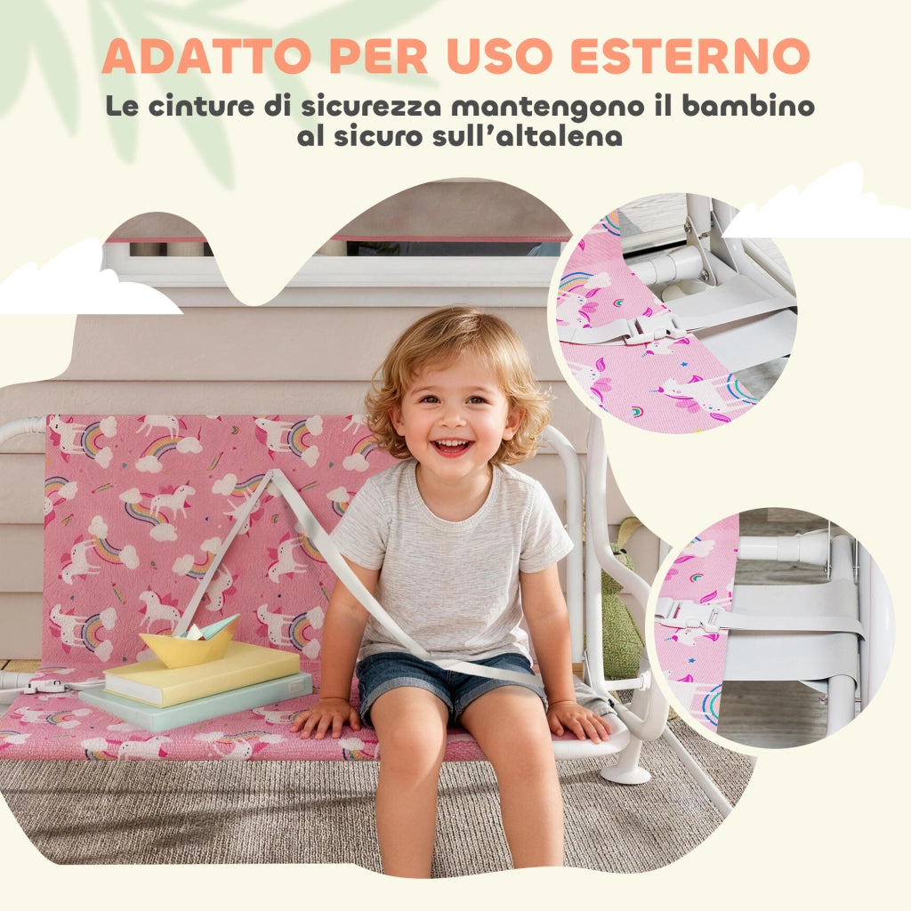 Dondolo per Bambini Altalena da Giardino 2 Posti 112x75x120 cm Rosa