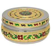 Portagioie in metallo dorato sbalzato 11,25x11,25x5,5 cm