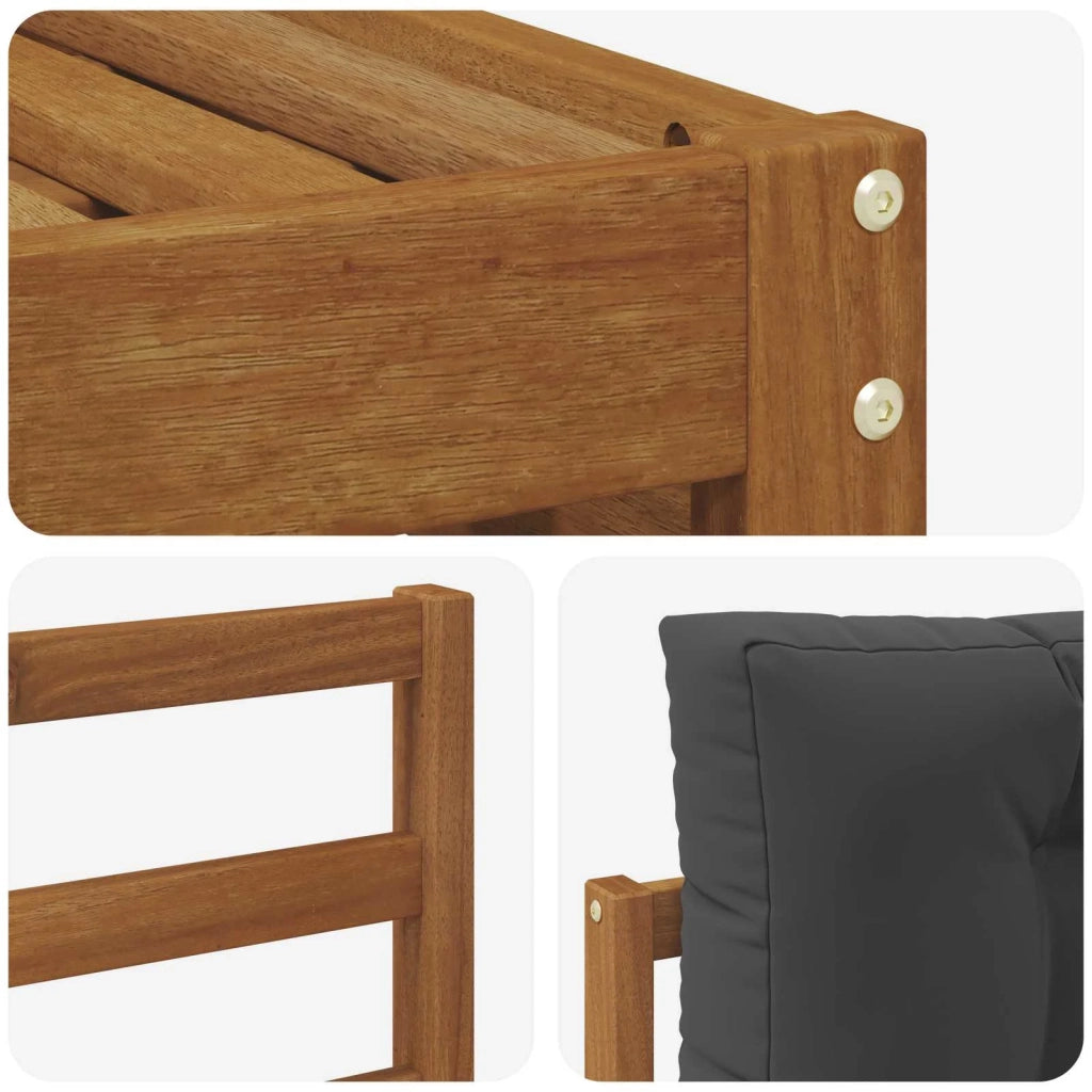 Set divani 6 pcs Naturale e Antracite Legno di Acacia Massello 3373882