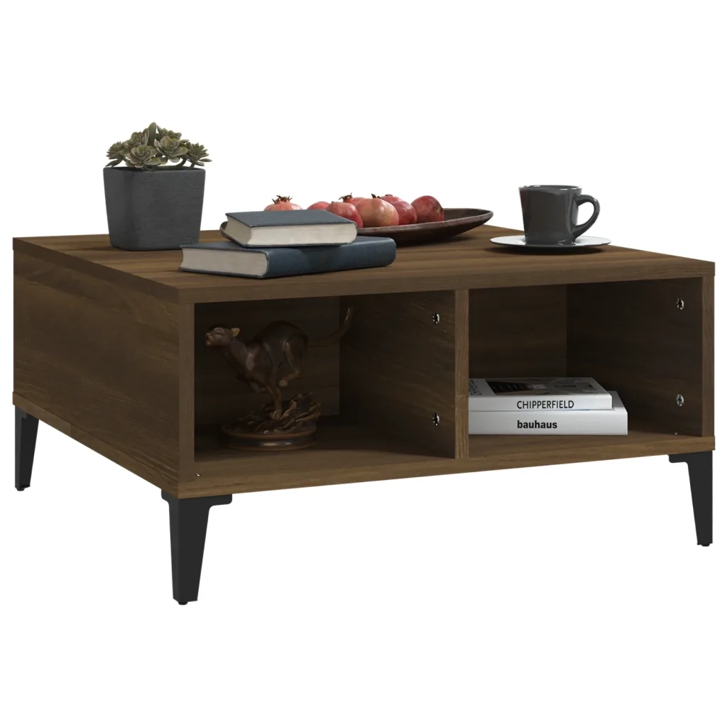 Tavolino da Salotto-Tavolino da soggiorno-Tavolo Rovere Marrone 60x60x30 cm in Truciolato 532224