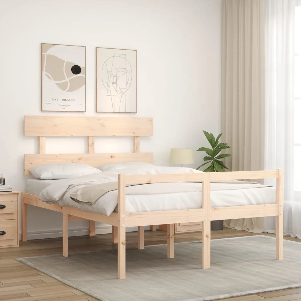 Letto per Anziani con Testiera 140x190 cm in Legno Massello 3195331