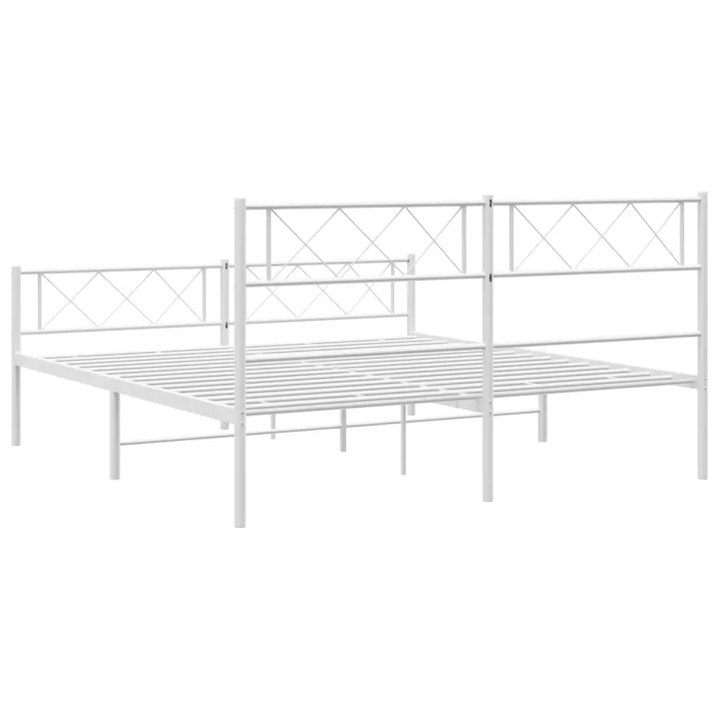 Giroletto con Testiera e Pediera Metallo Bianco 120x200 cm 372342