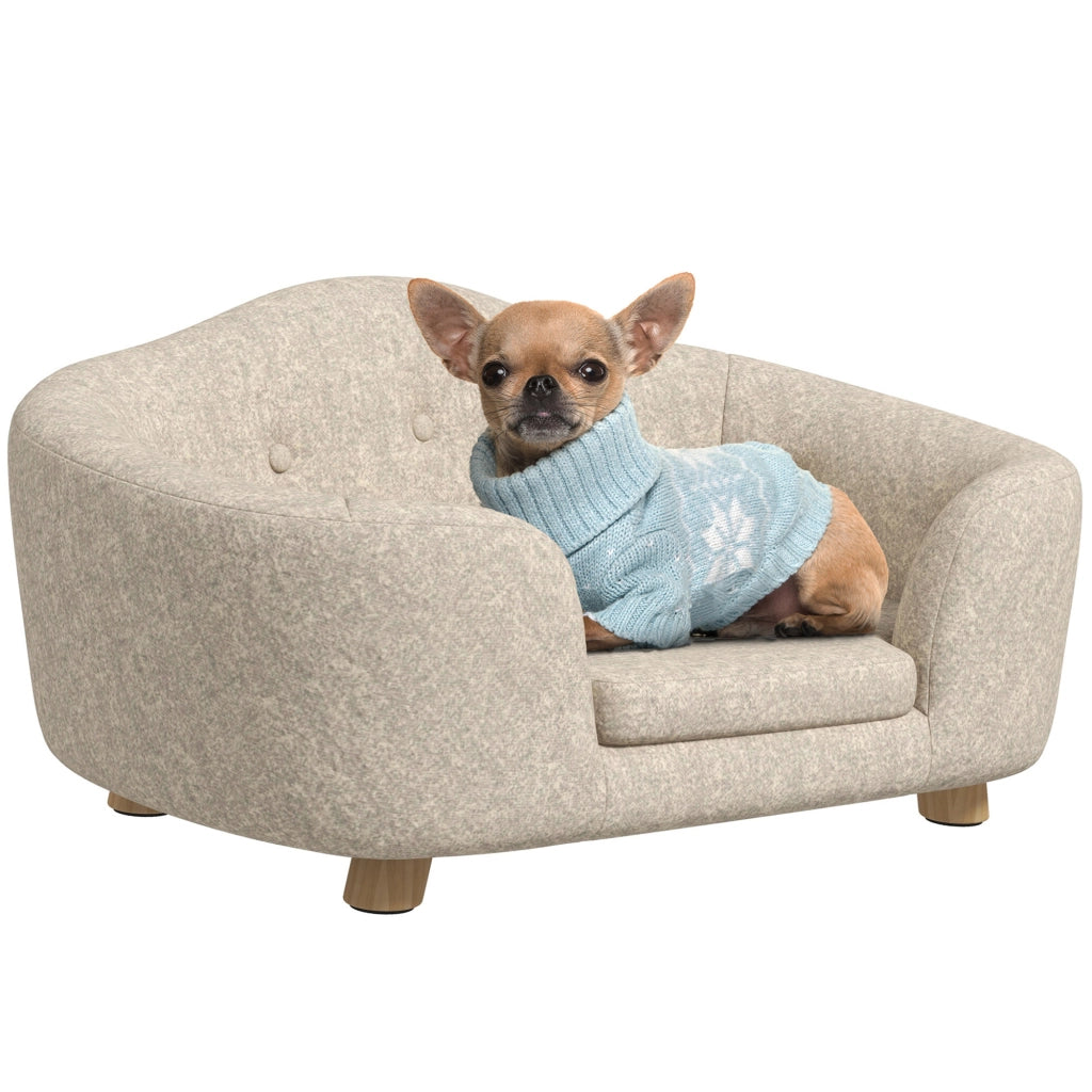 Sofa per animali da compagnia ¨C Zephmum ¨C Tessuto imbottito con cuscino crema 70x47x30 cm