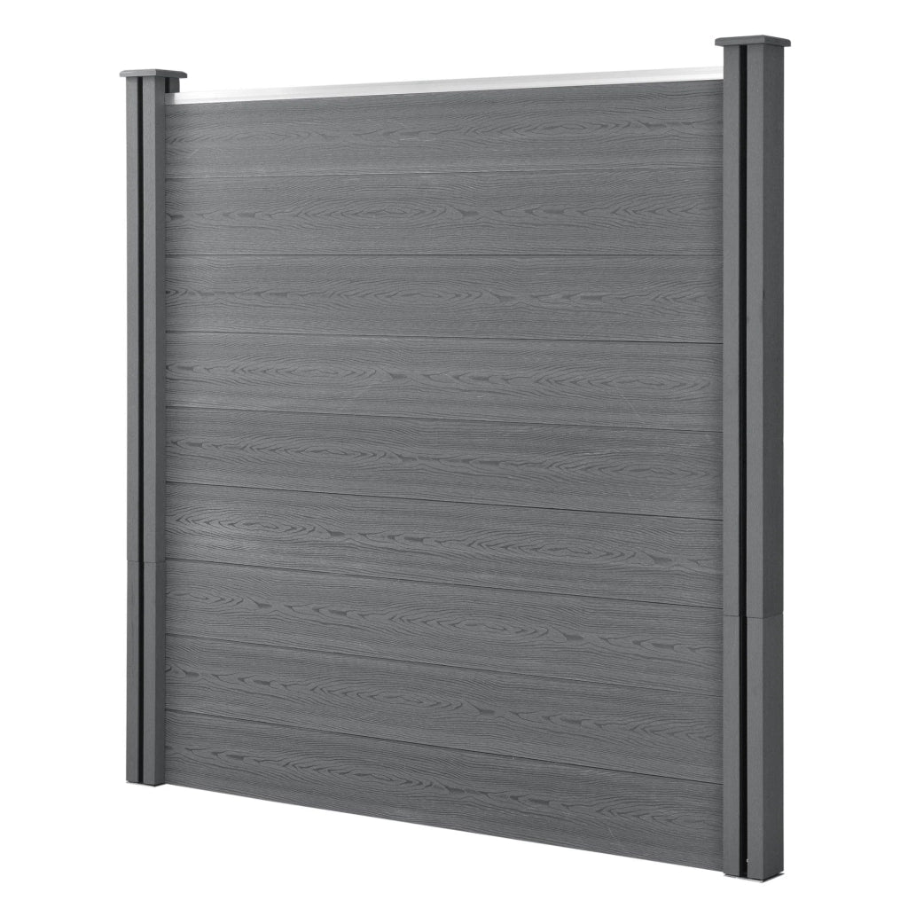 Recinzione frangivento e per la privacy in legno composito (WPC) quadrata e angolata 183 x 973 cm grigio 03_0001462