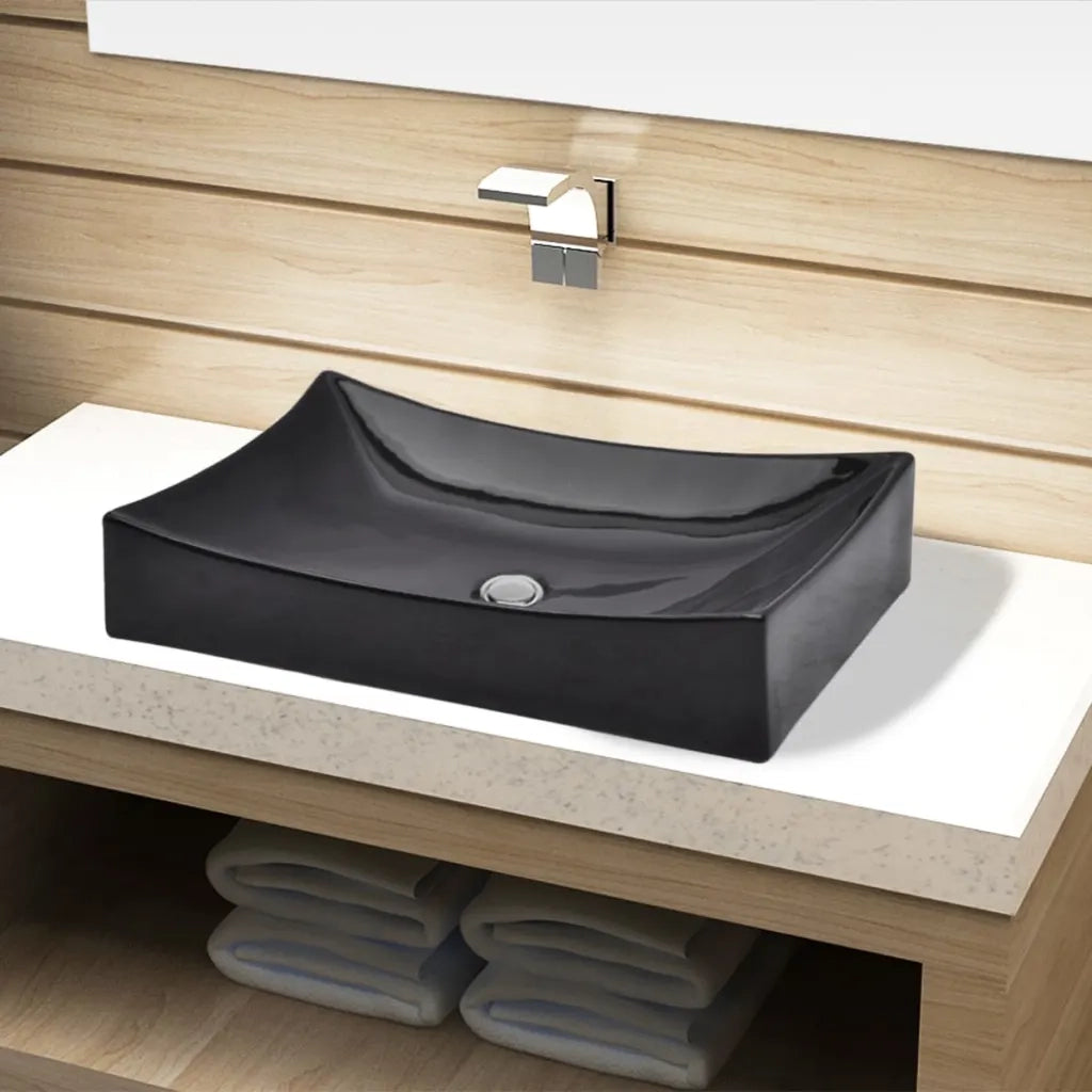 Lavandino da bagno in ceramica nera rettangolare CFW2580087