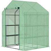 EasyComfort Serra da Giardino con Scaffali, Copertura in PE e Porta Avvolgibile, 143x138x190 cm, Verde