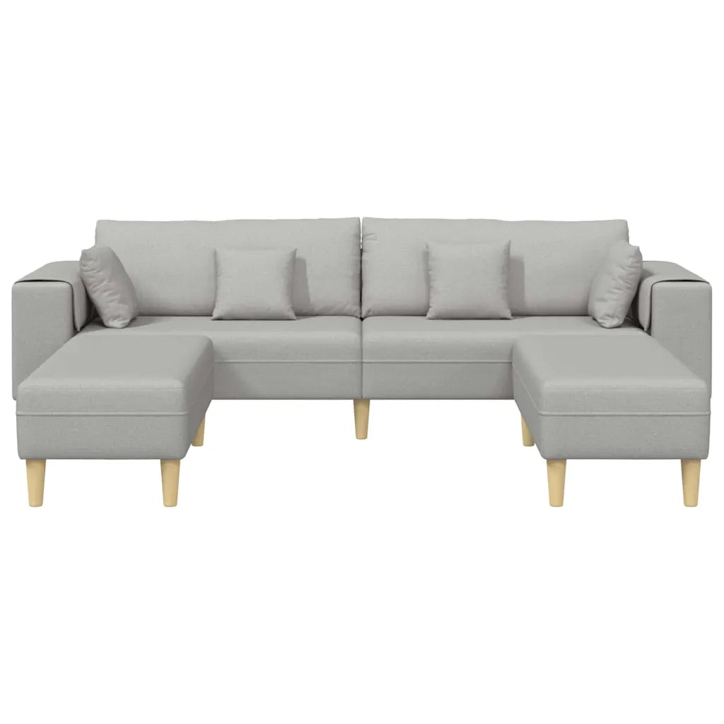 Divano in tessuto con cuscino 3 pcs Grigio Nuvola 208 cm Tessuto