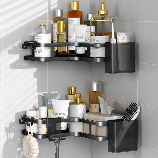 Cassa d'acqua per angolo - Accessorio per la conservazione della vasca senza forare - Pannello con 4 ganci - 5 pezzi