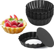Set di 10 forme per torte in forma di uovo da 8 cm con base rimovibile - Acciaio inossidabile - Forme per cupcake, forme per muffin - Pannini per torte mini, pannini per quiche mini, forme per pudding e tartelette.