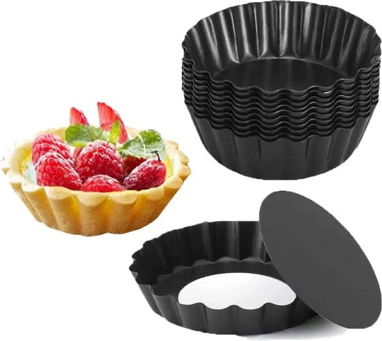Set di 10 forme per torte in forma di uovo da 8 cm con base rimovibile - Acciaio inossidabile - Forme per cupcake, forme per muffin - Pannini per torte mini, pannini per quiche mini, forme per pudding e tartelette.