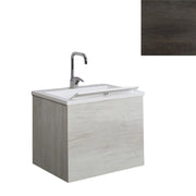 Mobile Lavatoio Sospeso Vasca Zeus in MineralMarmo Apertura a Cassettone 80x48x50 cm Olmo Scuro