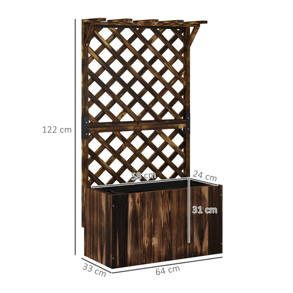 Fioriera rialzata con graticcio ¨C Xylo ¨C Legno carbonizzato 64x33x122cm