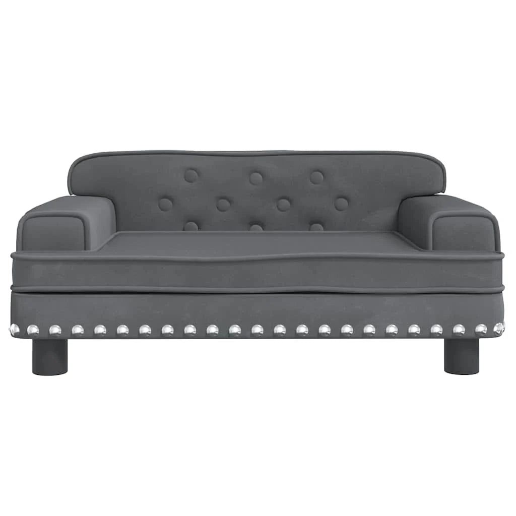 Cuccia per cani comoda cesta da divano scura 70 x 45 x 30 cm velluto grigio 02_0043173