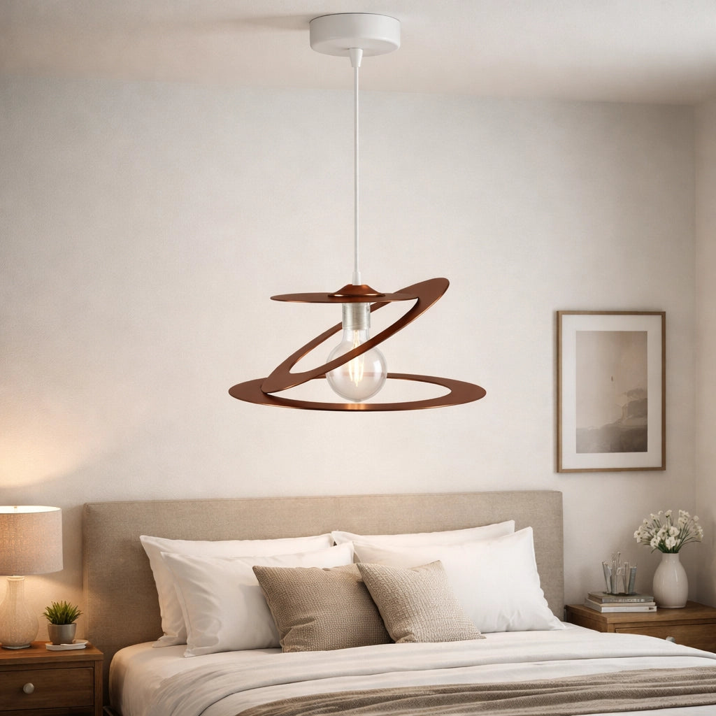 Lampadario Sospensione Metallo Taglio Laser 40 cm 1 luce  E27 Marrone Bruciato
