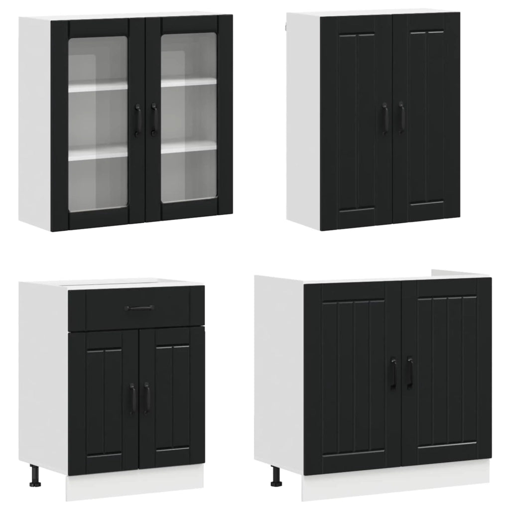 Unità Cucina LUCCA 4 pcs Nero Legno ingegnerizzato 3438316