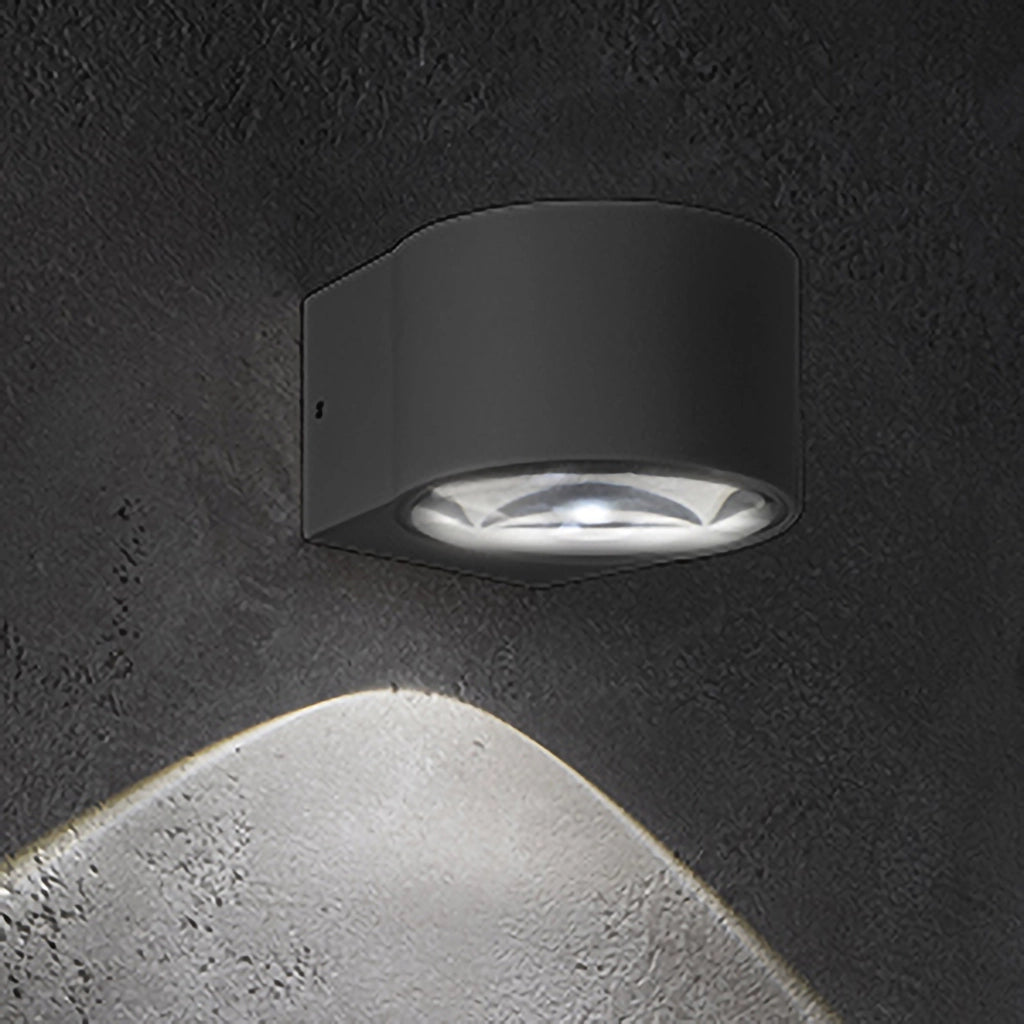 Lens Lampada da Parete LED IP65 per Esterni ed Interni in Alluminio Pressofuso Grigio Scuro 6W 3000K Design Moderno Compatta ed Elegante