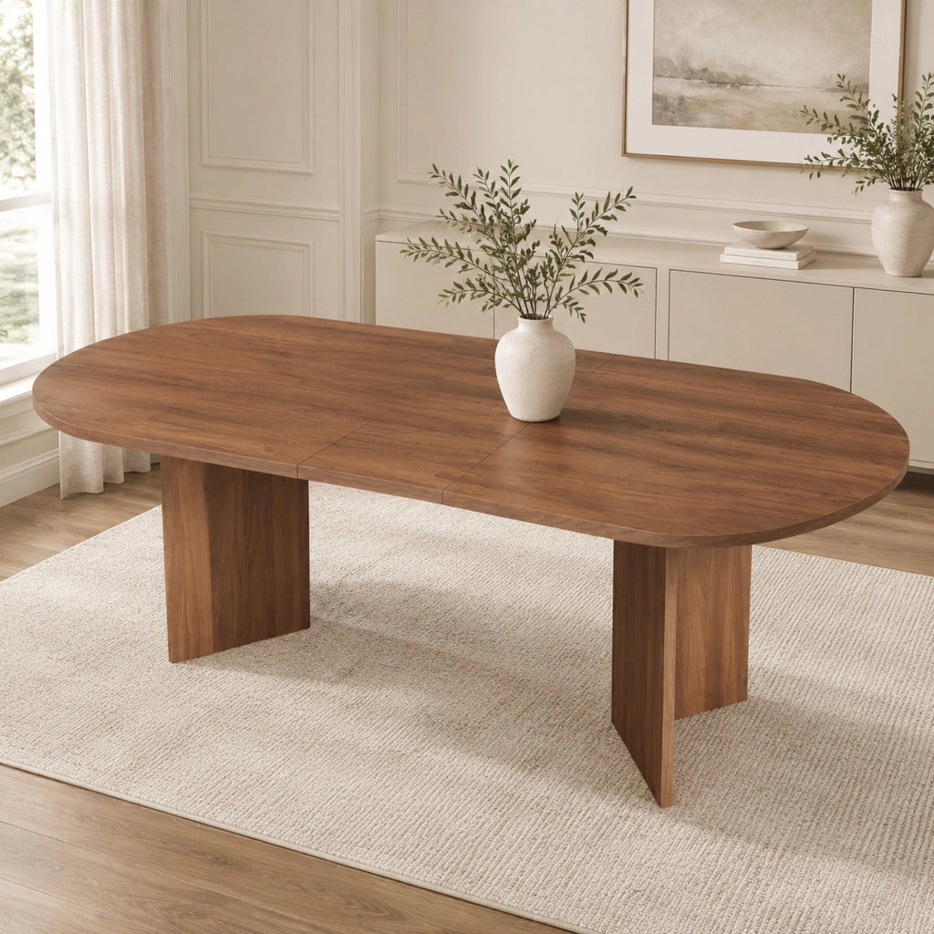 Tavolo da pranzo allungabile 180 x 90 x 75 cm in MDF; noce