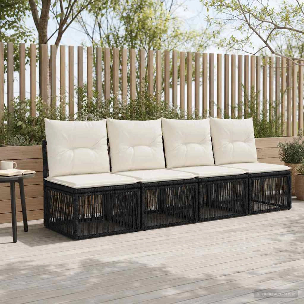 Divano a 4 posti 4 pz 4-Numero di posti Nero polyrattan 42026719