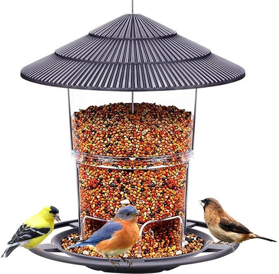 Casa appesa per uccelli, ricovero per uccelli selvatici, ricovero per uccelli in giardino, balcone, ricovero alimentare resistente al tempo - Nero