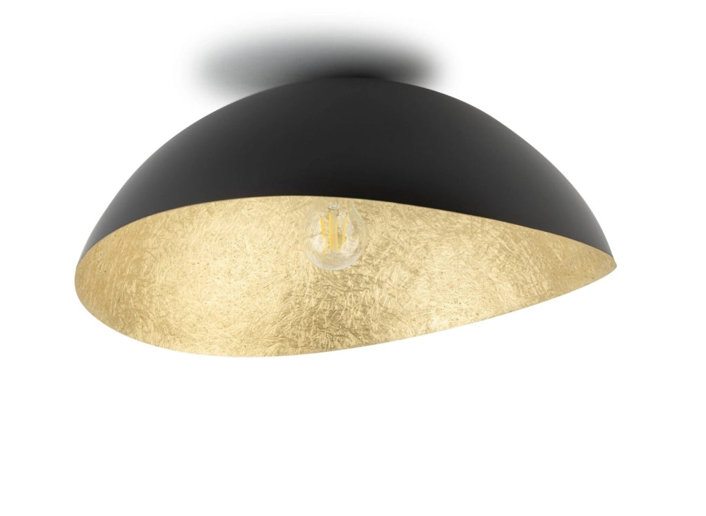 Plafoniera Solaris nera oro Ø48cm paralume irreg. 1xE27 Sigma