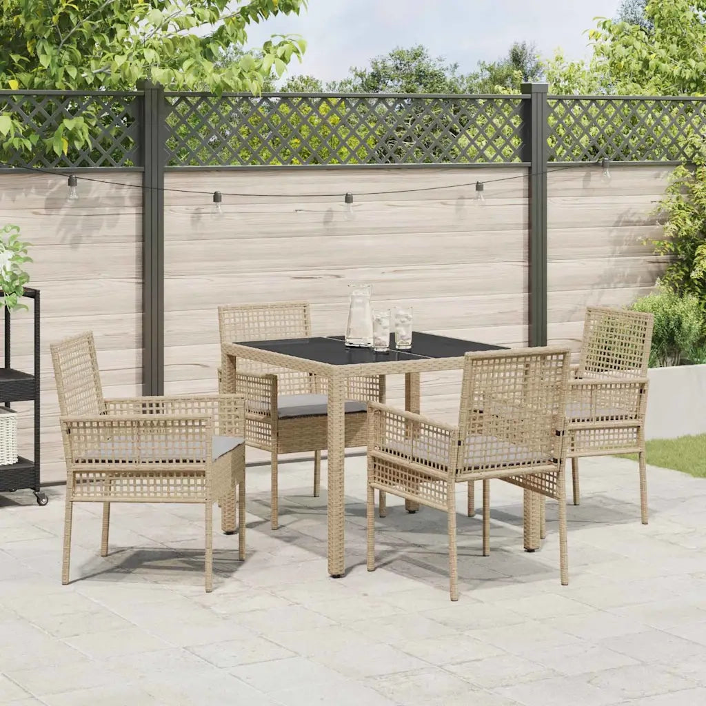 Set da Pranzo per Giardino 5 pcs Beige polyrattan 3334880