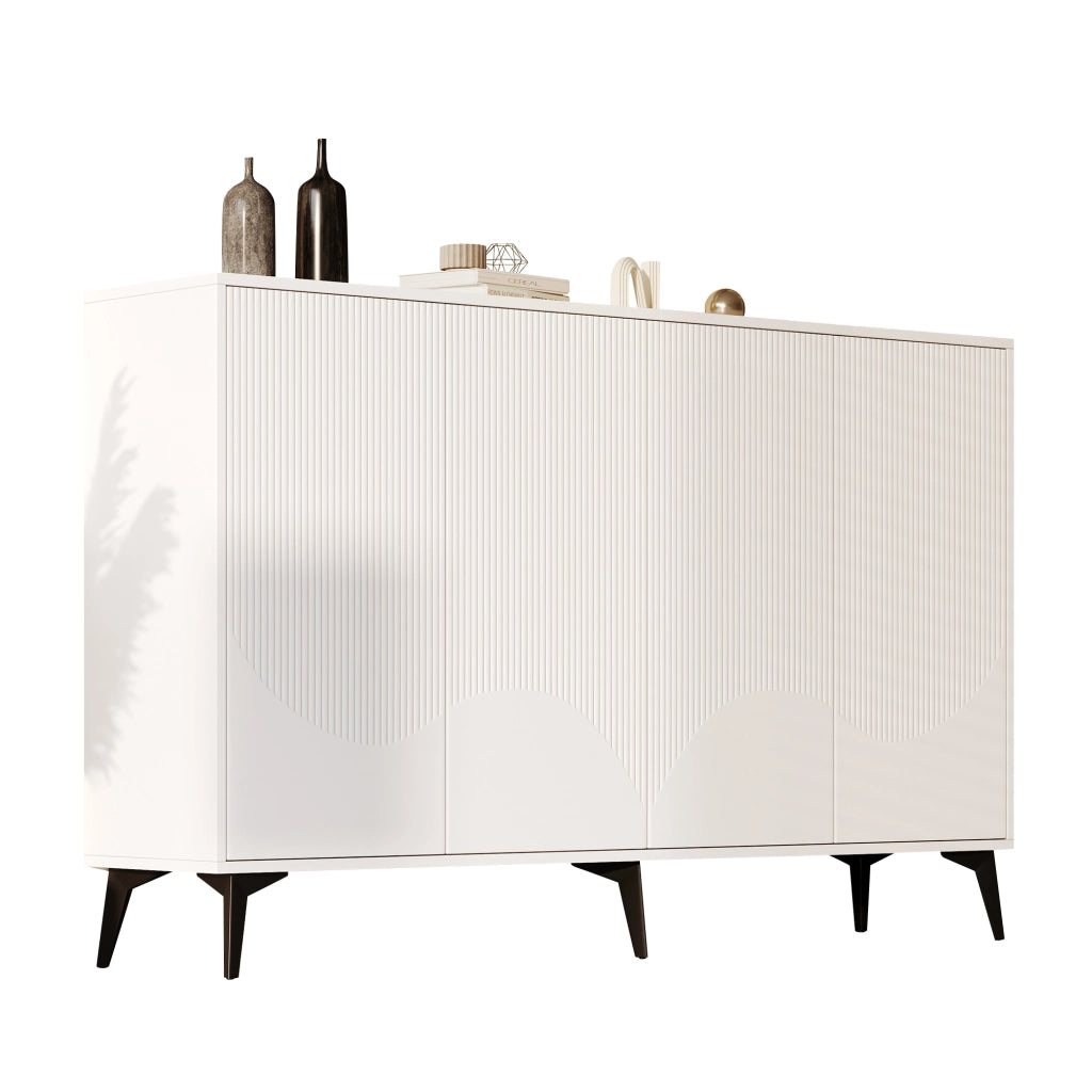 Sideboard Credenza ¨C Xylo ¨C Bianco, 4 Ante, Gambe in Metallo, 160 cm