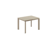 Tavolo Allungabile Frame con Top in Vetro Tortora e Struttura in Metallo Tortora Opaco - Dimensioni 120-170x80x75 cm - Design Moderno