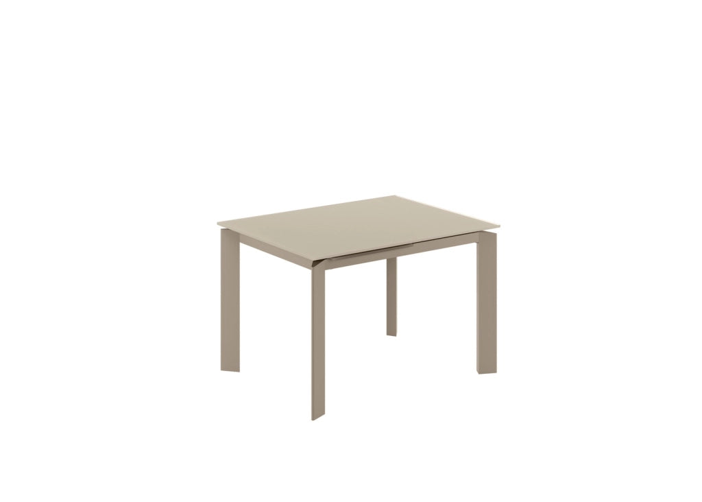 Tavolo Allungabile Frame con Top in Vetro Tortora e Struttura in Metallo Tortora Opaco - Dimensioni 120-170x80x75 cm - Design Moderno
