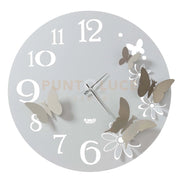 Orologio da parete particolare Butterfly Flowers grande Bianco marmo e sabbia