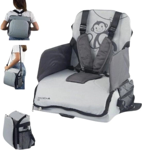 Seduta portatile per bambini da 6 a 36 mesi - Opaca - Cintura regolabile 5 punti - Con tasca di stoccaggio - Seduta di sollevamento - Seduta per neonati - Colore grigio