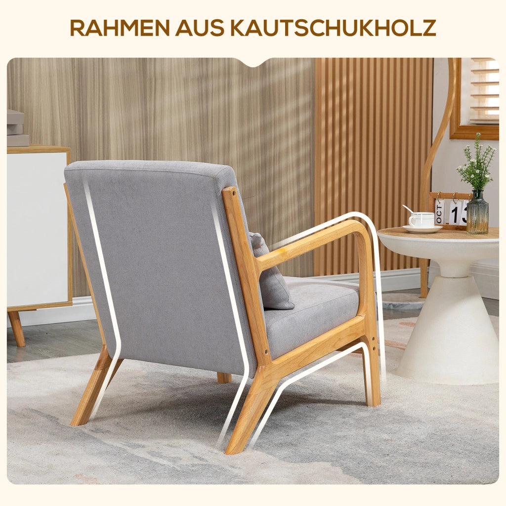 Poltrona lounge in velluto ¨C Xylo ¨C tessuto grigio scuro con gambe in legno