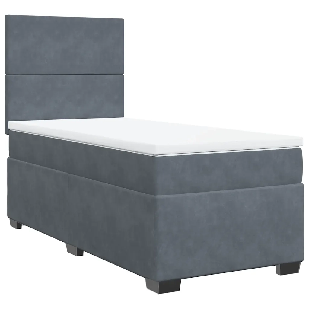 Giroletto a Molle con Materasso Grigio Scuro 80x200 cm Velluto