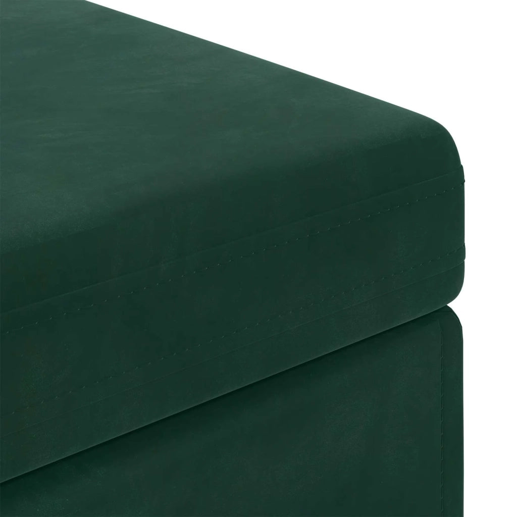 Pouf Verde Scuro Velluto e Legno Ingegnerizzato
