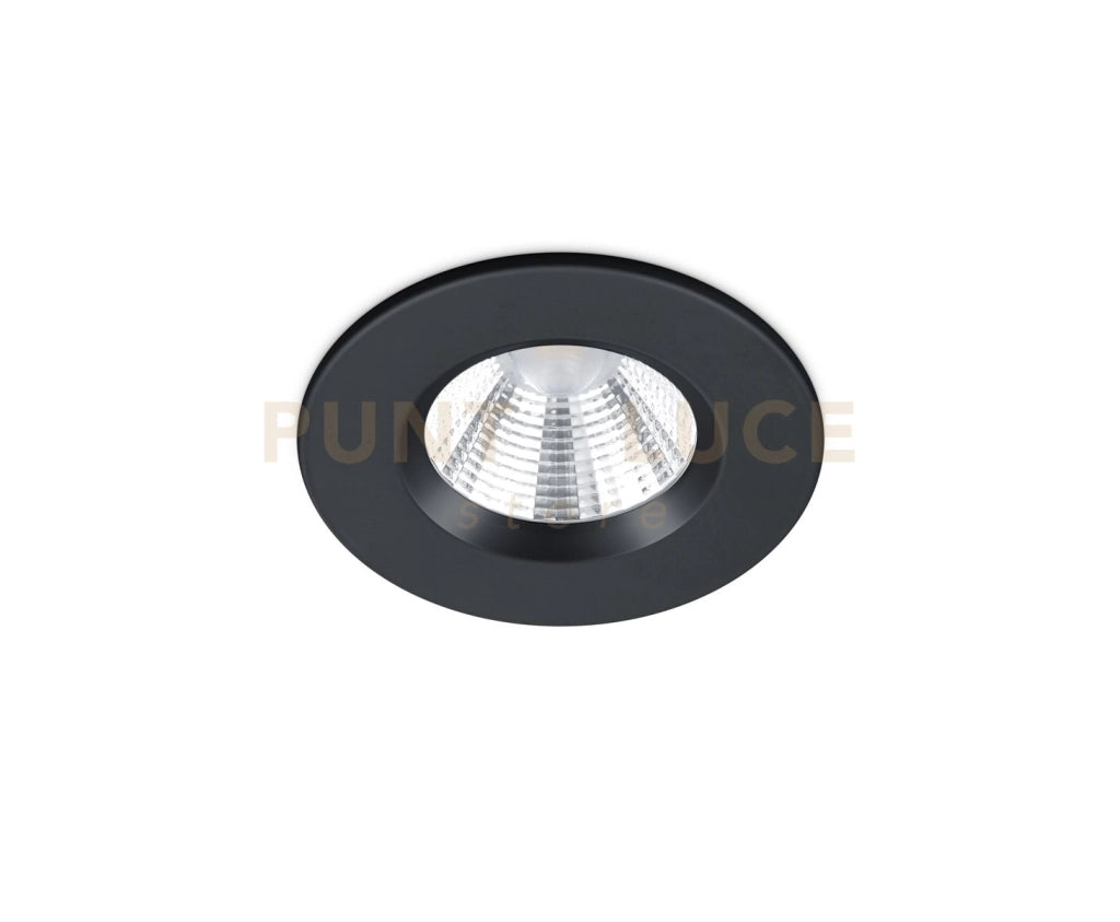 ZAGROS FARETTO DA INCASSO LED 5,5W 345lm, 3000K ROTONDO NERO DIMMERABILE IP65 DIAM. 8,5CM