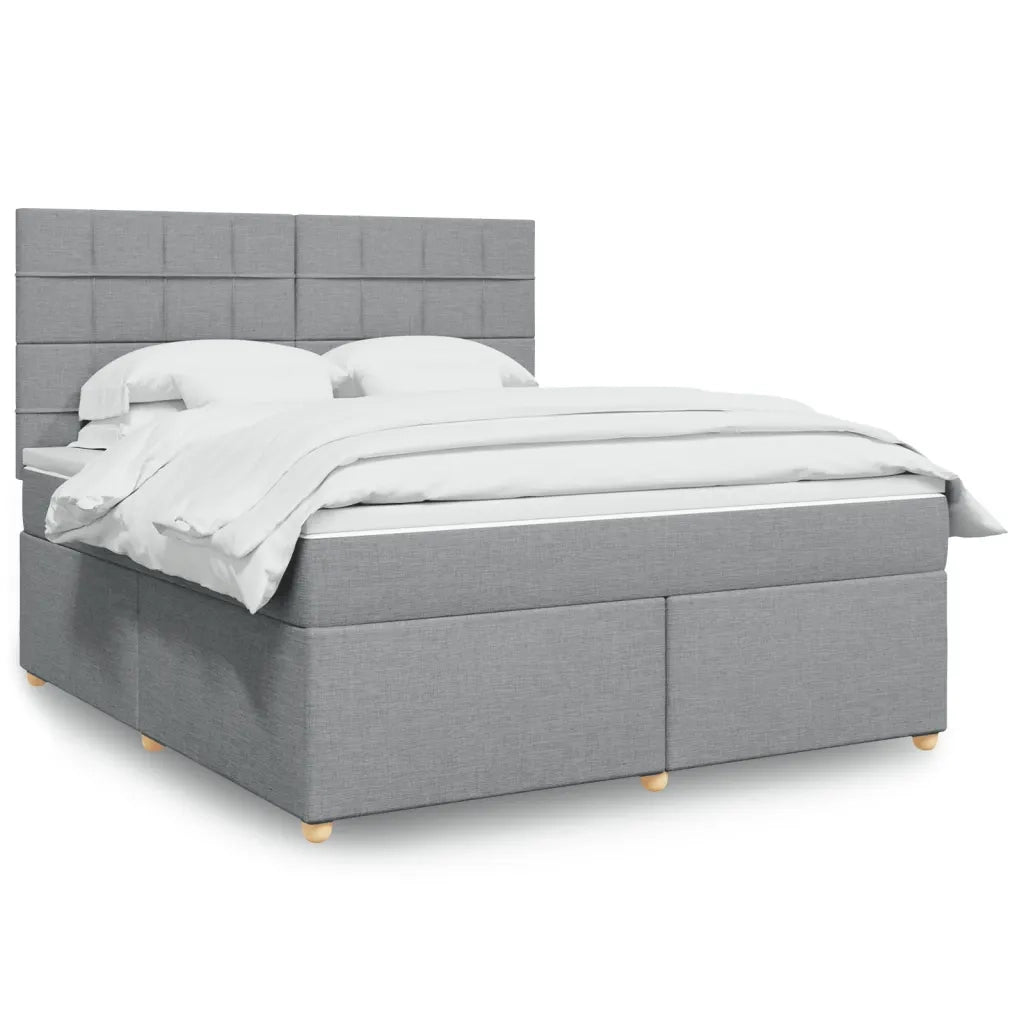 Giroletto a Molle con Materasso Grigio Chiaro180x200 cm Tessuto