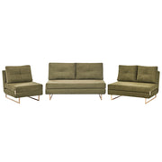 Set da salotto in tessuto verde 3 posti 2 posti e 1 posto a sedere per 6 persone Funzione letto pieghevole