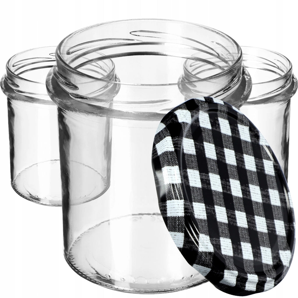 Barattoli di vetro KADAX Avila 350ml 10pz 82mm + coperchio "Black Lattice"