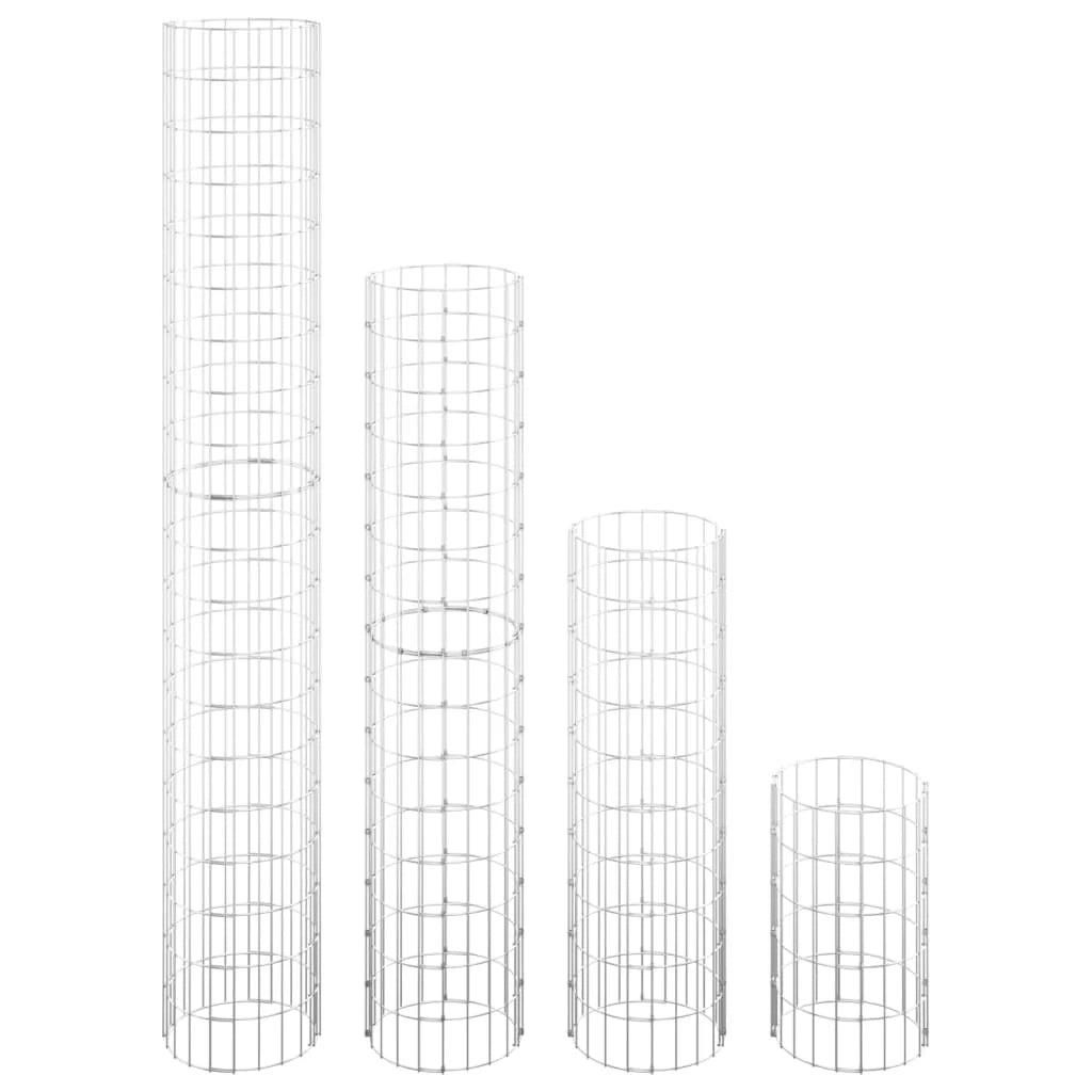 Gabbioni circolari rialzati set da 4 Ø30 x 50/100/150/200 cm argento 02_0039949