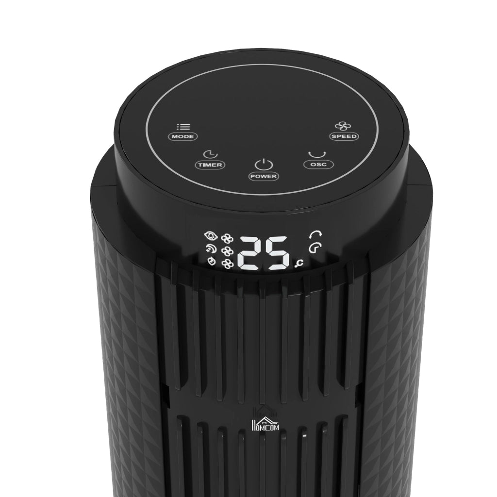 Ventilatore a Torre 45W a 4 Modalità e 3 Velocità con Timer da 12h Ø31.5x96 cm in ABS Nero