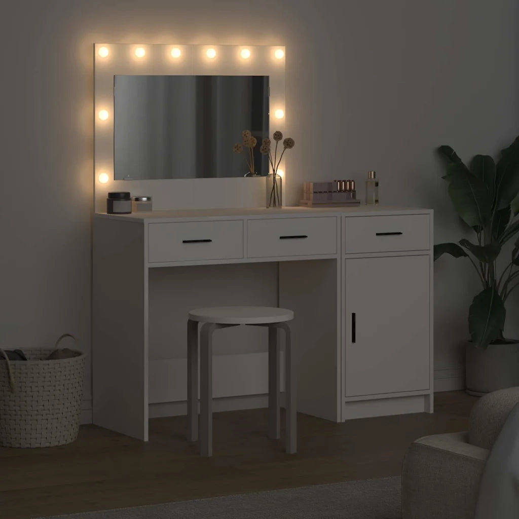 Tavolo da Trucco con cassetto 2 pcs Bianco Legno multistrato 3334227