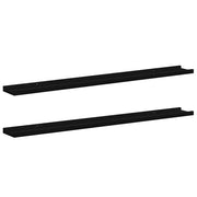 2 pz Mensole da Parete | Scaffali a Parete | Ripiano a parete Nere 100x9x3 cm