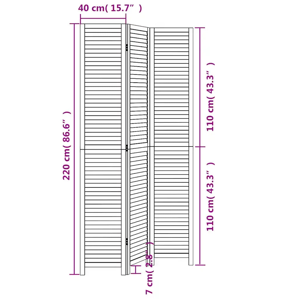 Divisorio Ambienti | Divider per stanze | Paravento 3Pannelli Bianco Legno Massello di Paulownia