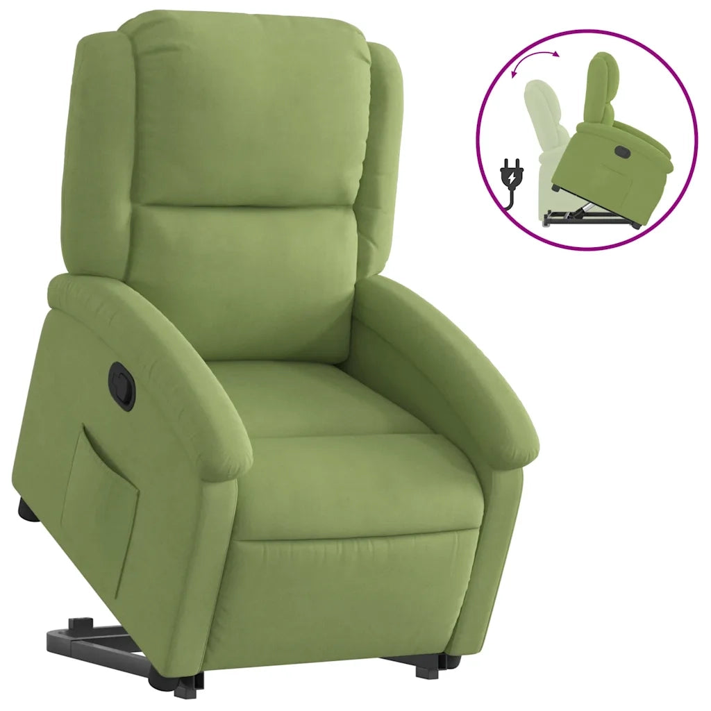 Poltrona Alzapersona Reclinabile Verde Chiaro in Velluto 3204303