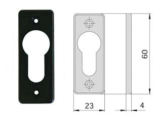 BOCCHETTA IN NYLON NERO PER CILINDRI SAGOMATI 06012 01- - mm.23x60, spessore mm.4 (06012010) - 5 pezzi CISA