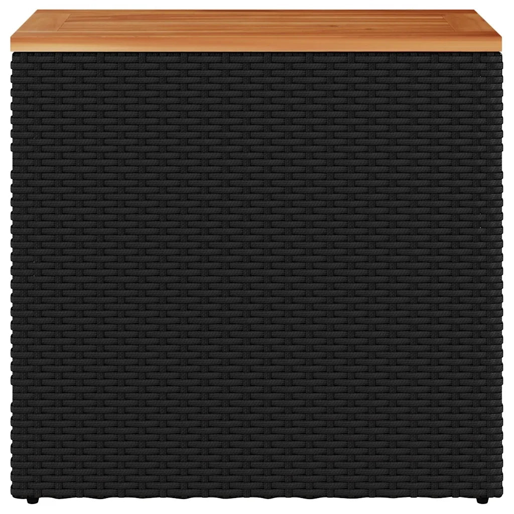 Tavolino da Giardino-Tavolo da Esterno-Tavolino da Patio con piano in legno nero 58x27,5x55 cm in polyrattan