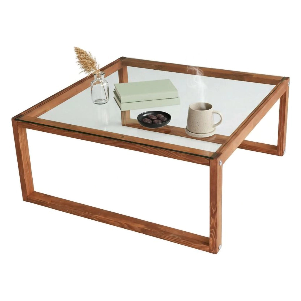 Aldino, Tavolino da Salotto Portariviste, 90x90x40h cm Marrone Noce