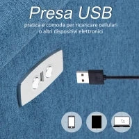 Poltrona Reclinabile con Poggiapiedi, in Tessuto Effetto Lino, Legno e Metallo, 77x91x106 cm, Blu