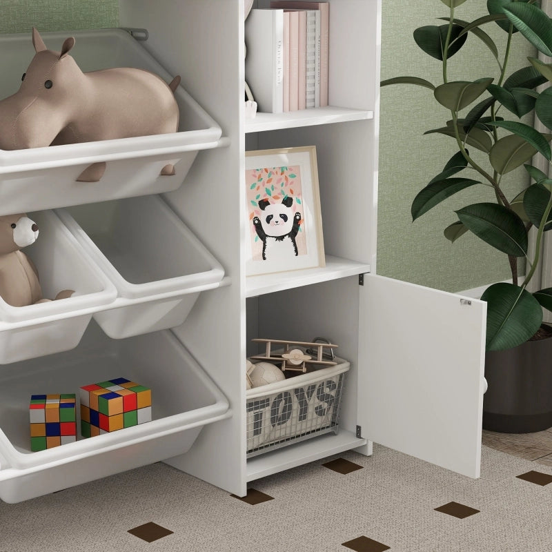 SCAFFALE Montessori per bambini 140x30x90 cm Bianco in MDF con 8 box estraibili
