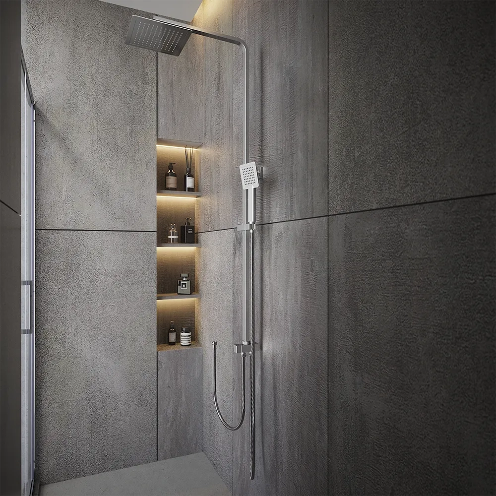 Colonna doccia soffione 20x20 cm in acciaio | Toce