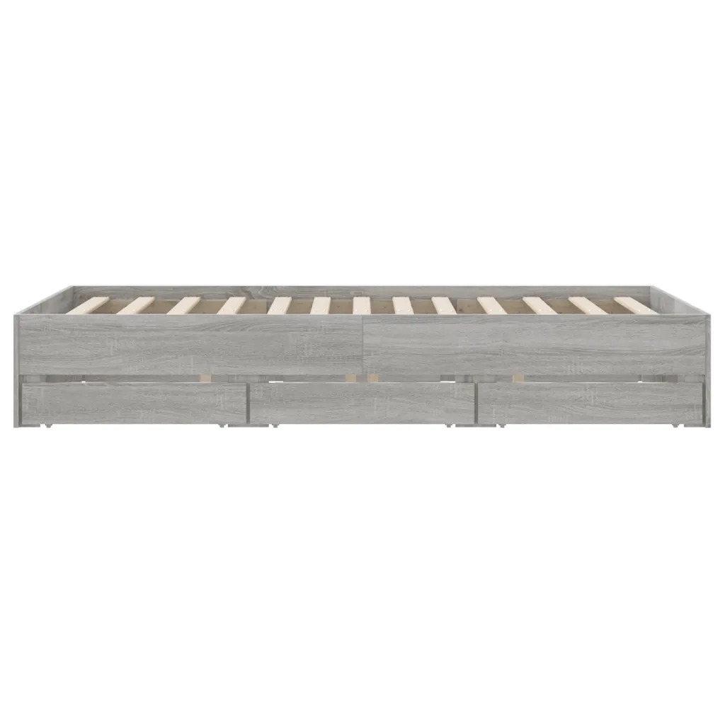 Letto matrimoniale | Letto per adulti | Giroletto Cassetti Grigio Sonoma 120x190 cm Legno Multistrato